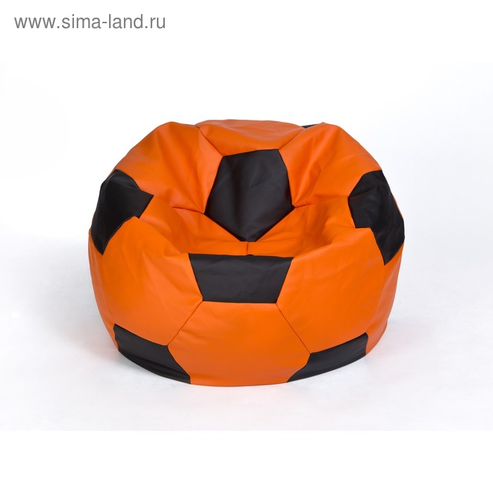 Кресло-мешок «Мяч» большой, диаметр 95 см, цвет оранжево-чёрный, экокожа