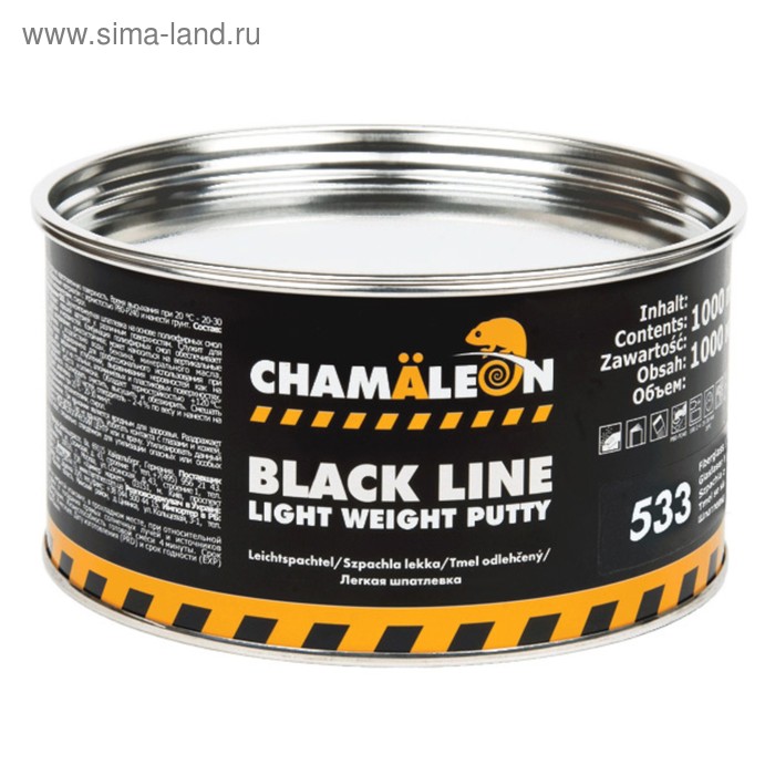 Шпатлевка CHAMAELEON, легкая, со стекловолокном Black Line (отвердитель в комплекте), 1кг шпатлевка chamaeleon со стекловолокном отвердитель 250г
