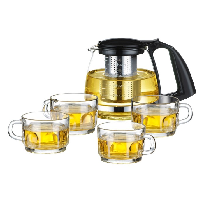 Набор чайный 5 предметов, чайник 750 мл, 4 чашки 150 мл