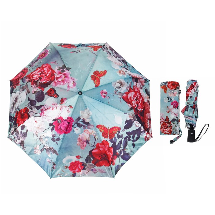 Зонт полуавтоматический "Ноктюрн", R=50см, цвет зеленый