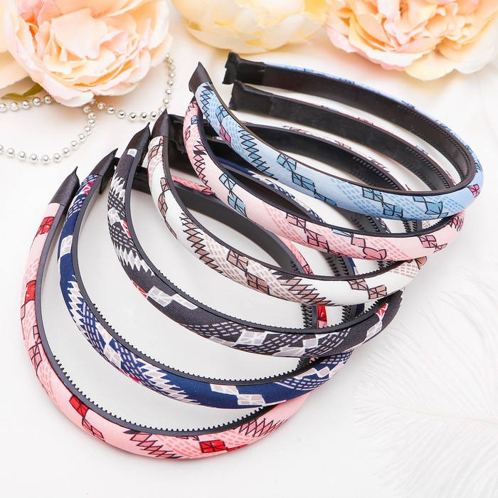 Ободок для волос "Вирджиния" 1 см ромбы, микс