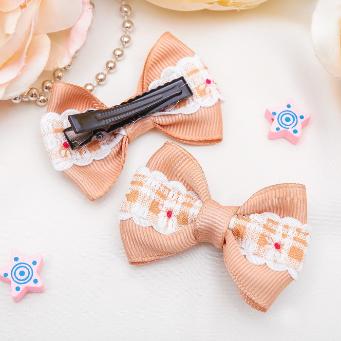 Зажим для волос "Бантик" 5 см полоса рюши микс