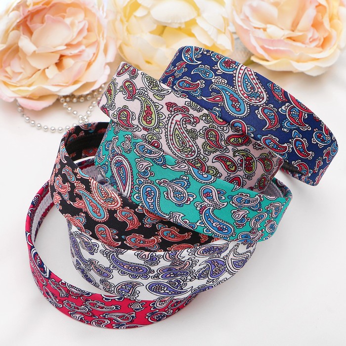 Ободок для волос "Соренто" 3,3 см, индийский огурец, микс