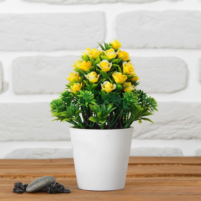 Бонсай в горшке "Розочки" 8*19 см, микс