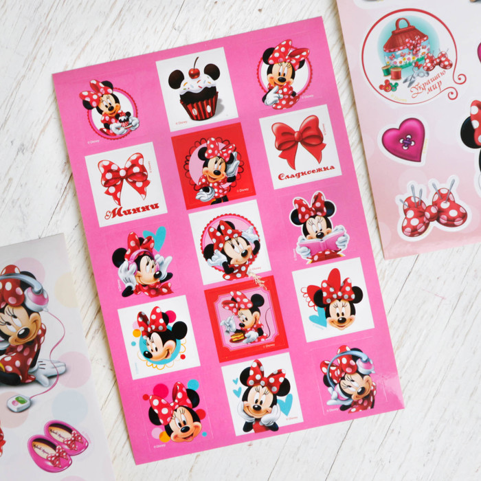 Наклейки детские в наборе "Милая", Минни Маус, 3 шт