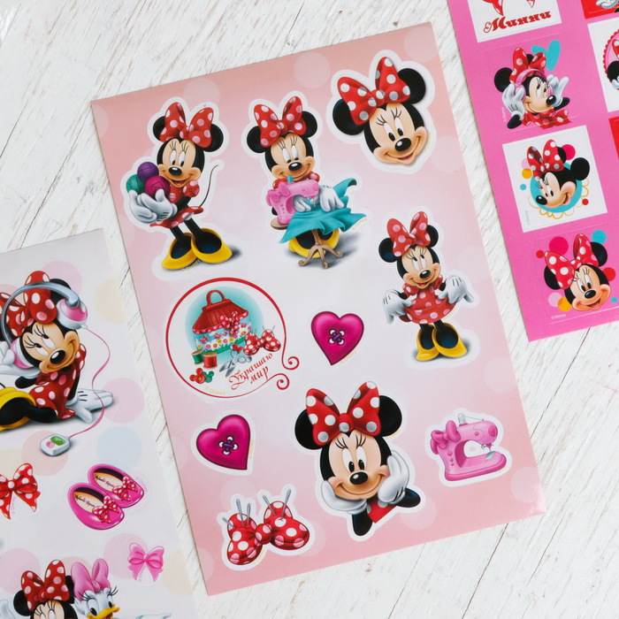 Наклейки детские в наборе "Милая", Минни Маус, 3 шт