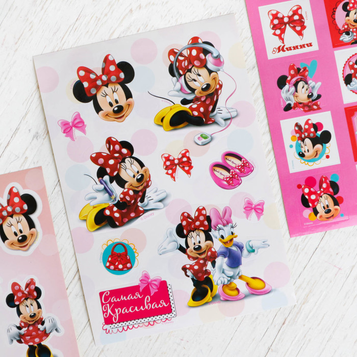 Наклейки детские в наборе "Милая", Минни Маус, 3 шт