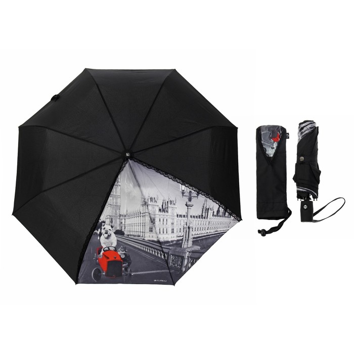 Зонт автоматический "Монохром. Щенок", R=51см