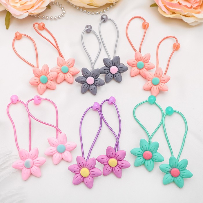 Резинка для волос "Матовая" (цена за пару) лилия,микс