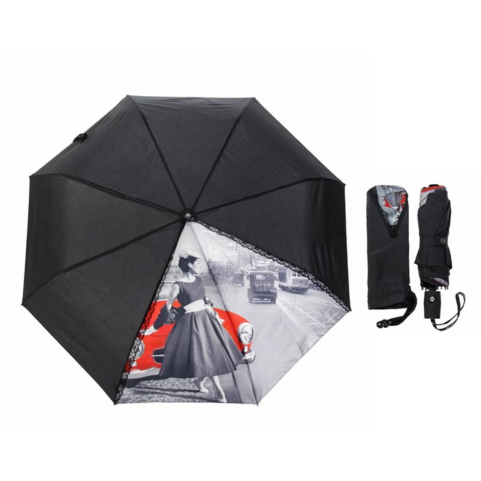 Зонт автоматический "Монохром. Девушка ", R=51см