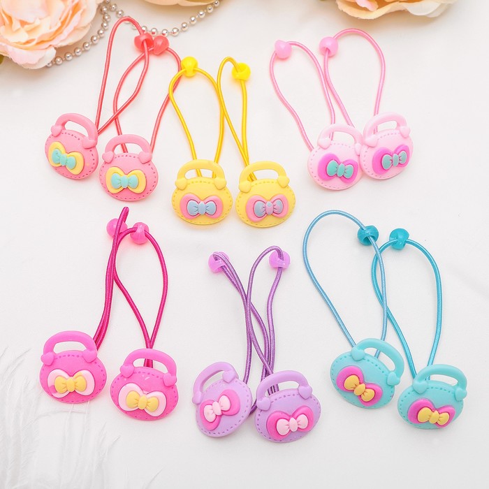 Резинка для волос "Сумочка" (цена за пару) бантик,микс