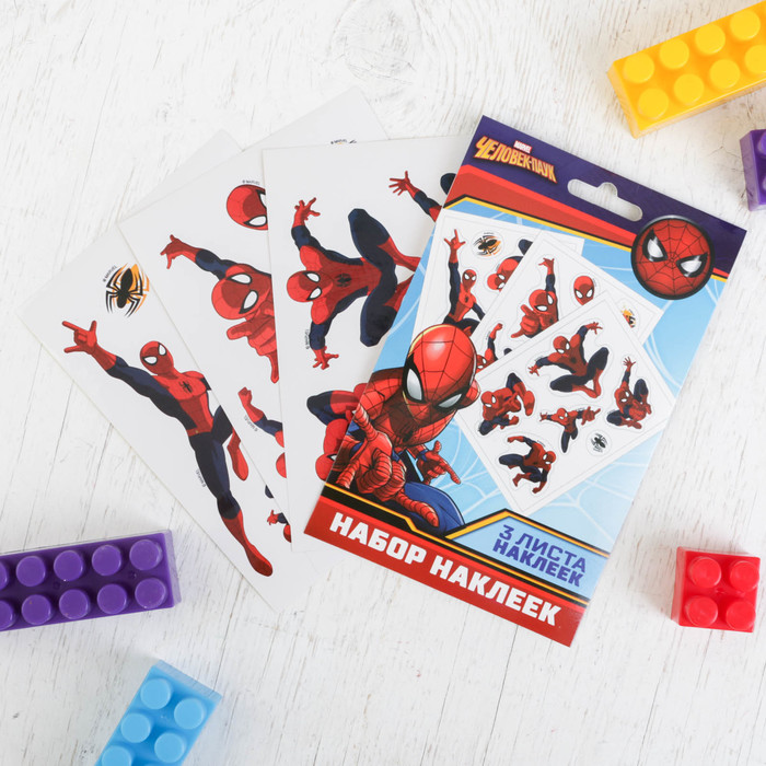 Наклейки детские в наборе "Супергерой", Человек-паук, 3 шт