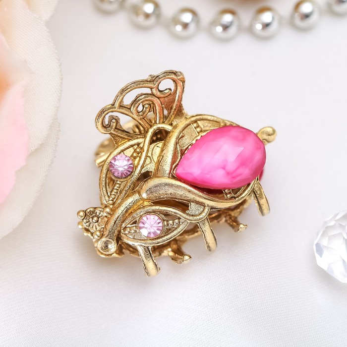 Краб для волос "Малахит" 2 см цветочная роса, микс