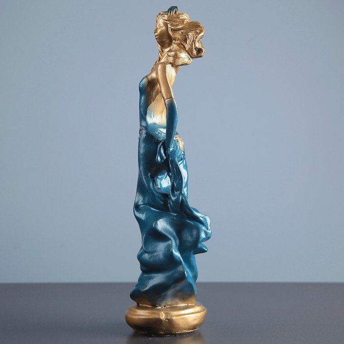 Фигура "Восточная красавица" бронза зеленое платье 13×10×40 см