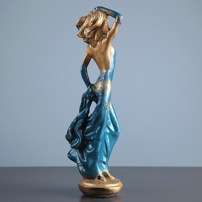 Фигура "Восточная красавица" бронза зеленое платье 13×10×40 см