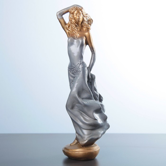 Фигура "Восточная красавица" бронза серое платье 13×10×40 см