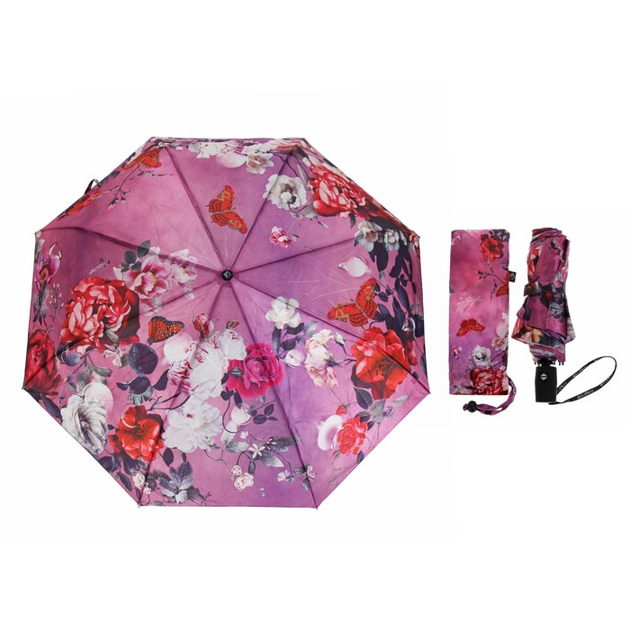 Зонт автоматический "Ноктюрн", R=51см, цвет красный