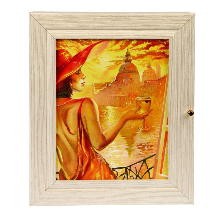 Ключница "Девушка" выбеленный дуб  24х29х4 см