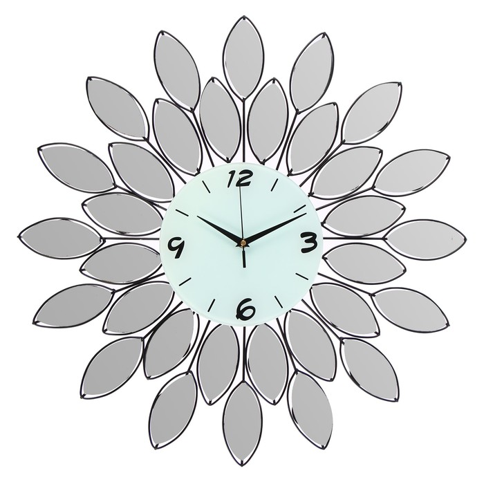 Часы настенные, серия Ажур, зеркальные лепестки, цифры 3, 6, 9, 12, d=60 см