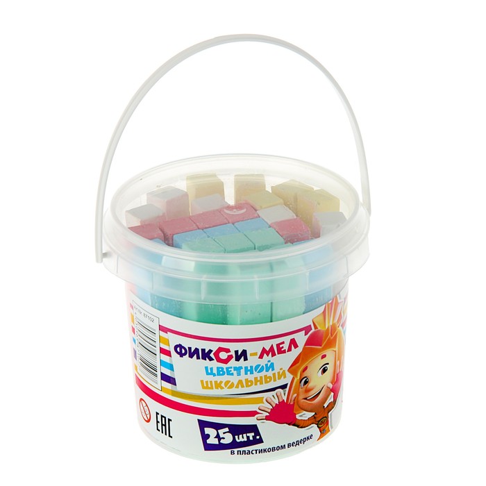 Мелки цветные для письма и рисования "Фиксики", 25 штук в ведёрке