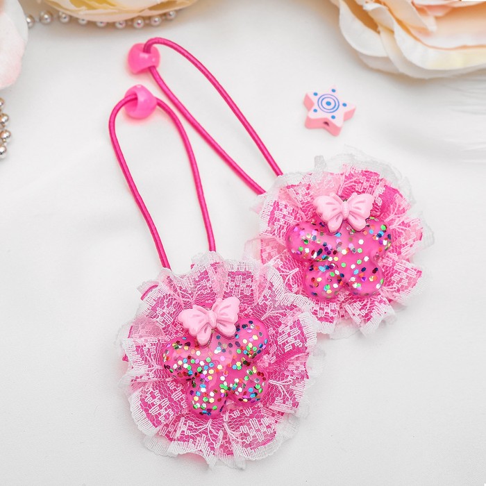 Резинка для волос "Маленькая модница" розовые бабочки (цена за пару)