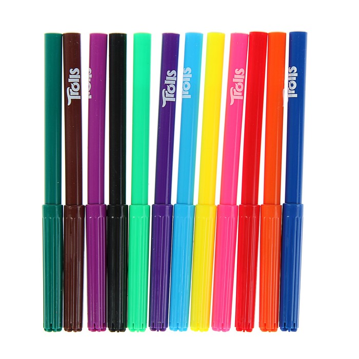 Фломастеры 12 цветов "Тролли"