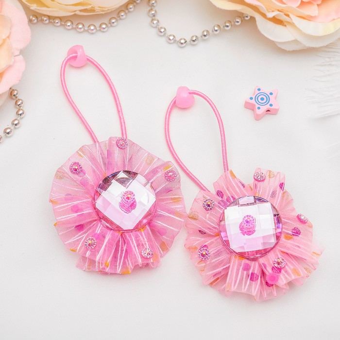 Резинка для волос "Маленькая модница" капельки стразы (цена за пару)