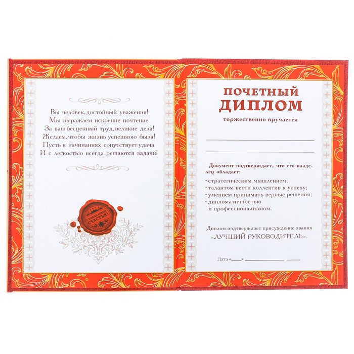 Диплом "Лучший руководитель"