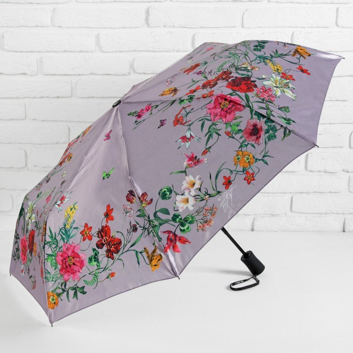 Зонт полуавтоматический "Нежность", R=50см, цвет светло-серый