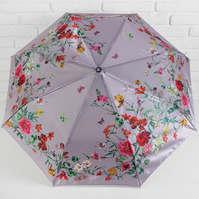 Зонт полуавтоматический "Нежность", R=50см, цвет светло-серый