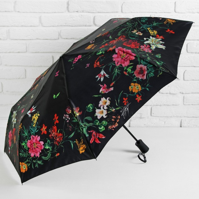 Зонт полуавтоматический "Нежность", R=50см, цвет чёрный