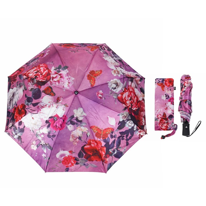 Зонт полуавтоматический "Ноктюрн", R=50см, цвет розовый