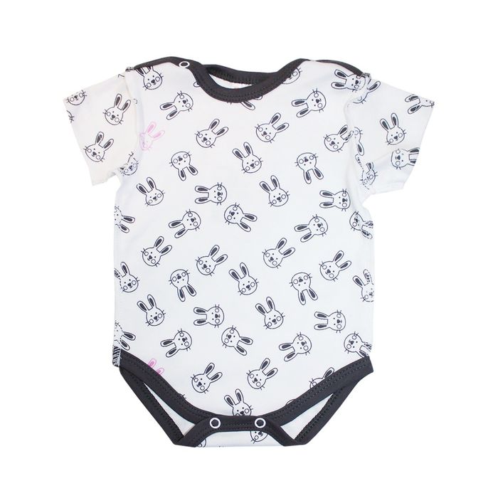 Боди детское "Ушастый заяц", рост 80 см, цвет серый 9079