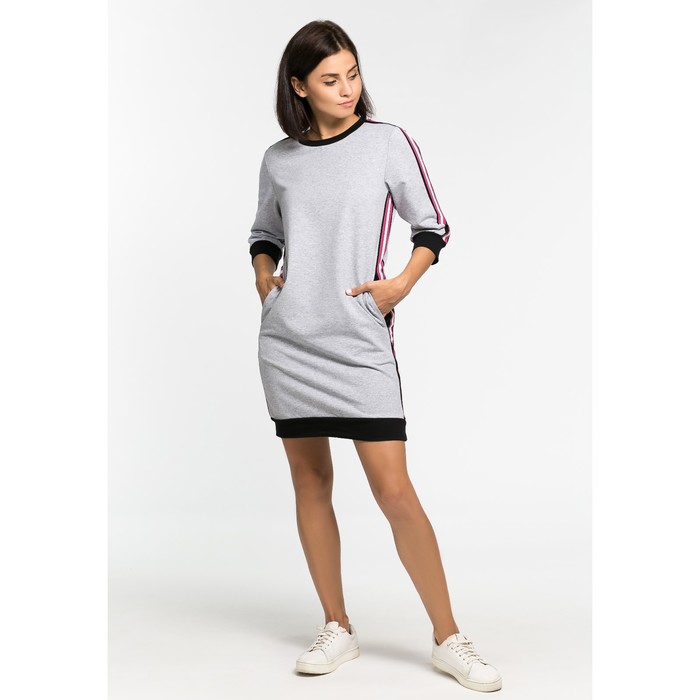 Платье с лампасами MINAKU, размер 48, цвет серый