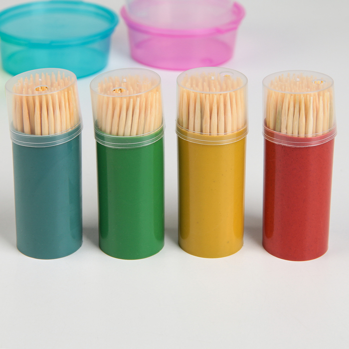 Зубочистки 90-100 шт цвет МИКС