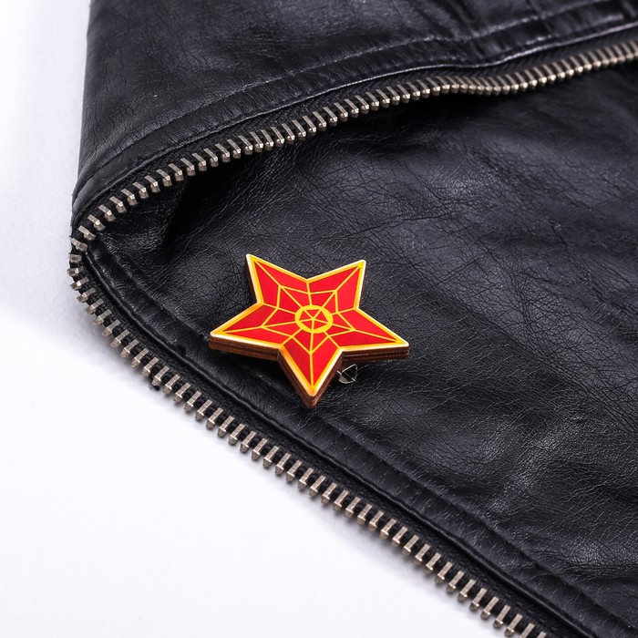 Значок деревянный «Москва» (звезда), 4.1 х 4 см