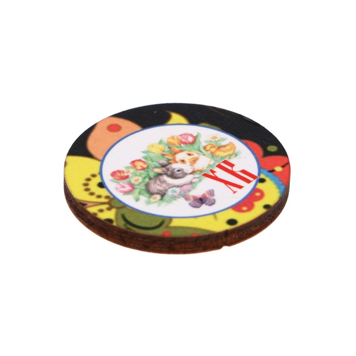 Магнит "ХВ" зайчики, тюльпаны; ассорти, 40 мм