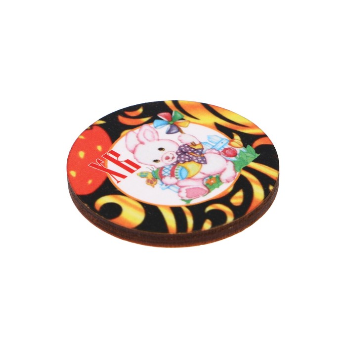 Магнит "ХВ" кролик, хохлома; ассорти, 40 мм