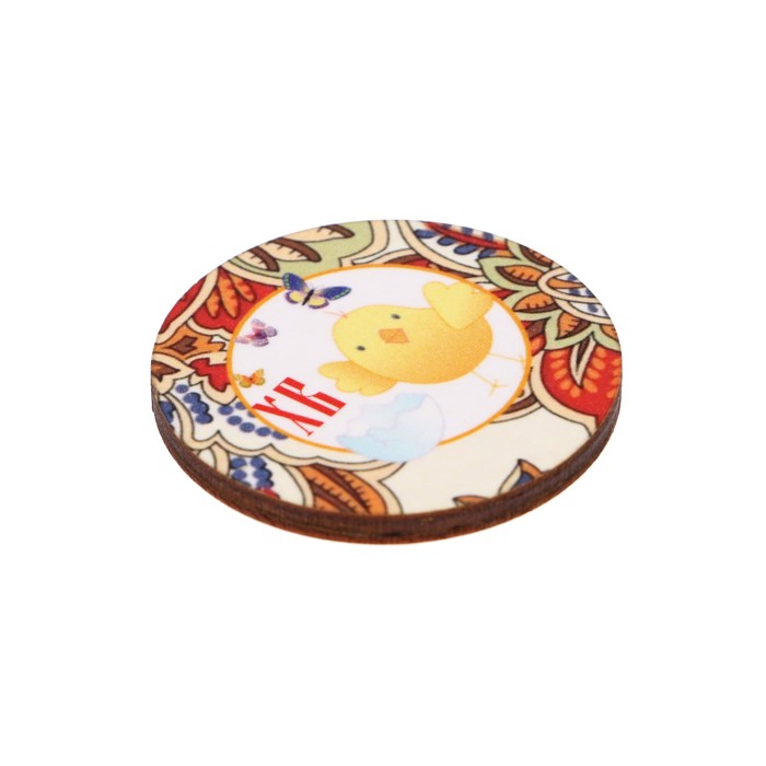 Магнит "ХВ" цыпленок, узоры; ассорти, 40 мм