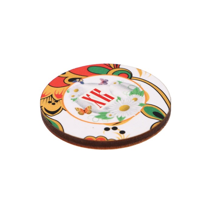 Магнит "С Пасхой" ромашки, хохлома; ассорти, 40 мм