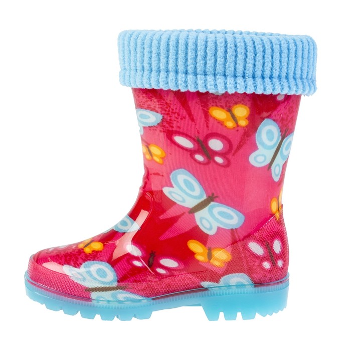 Сапоги резиновые детские со светодиодами, арт. 7163B, цвет фуксия, размер 24