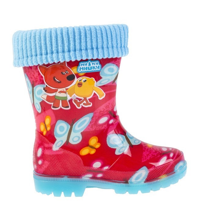 Сапоги резиновые детские со светодиодами, арт. 7163B, цвет фуксия, размер 25