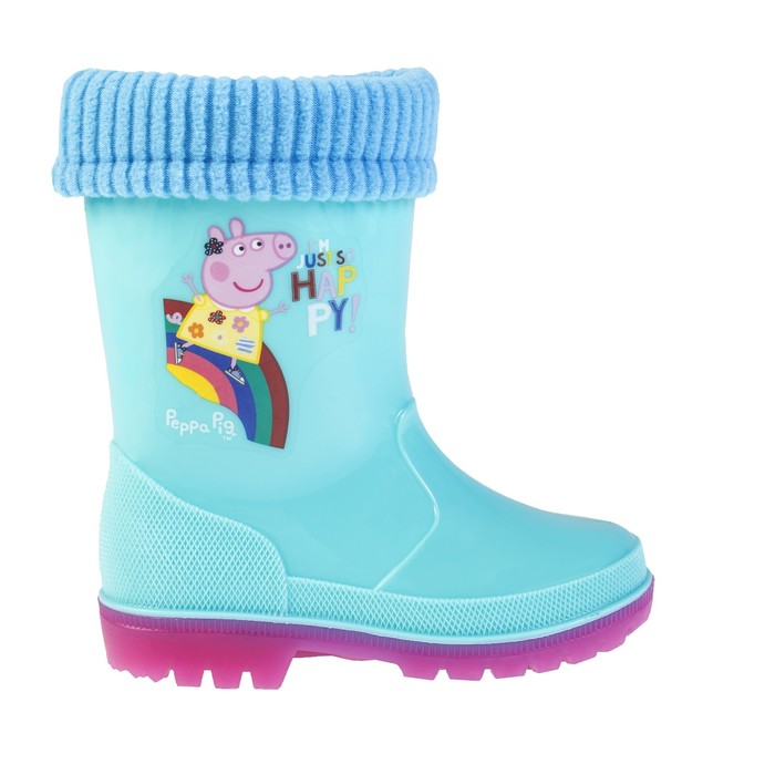 Сапоги резиновые детские со светодиодами, арт. 7185C, цвет голубой, размер 28