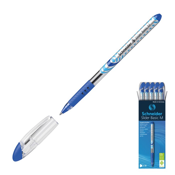 Ручка шариковая Schneider Slider Basic M, узел 0,5 мм, стержень синий