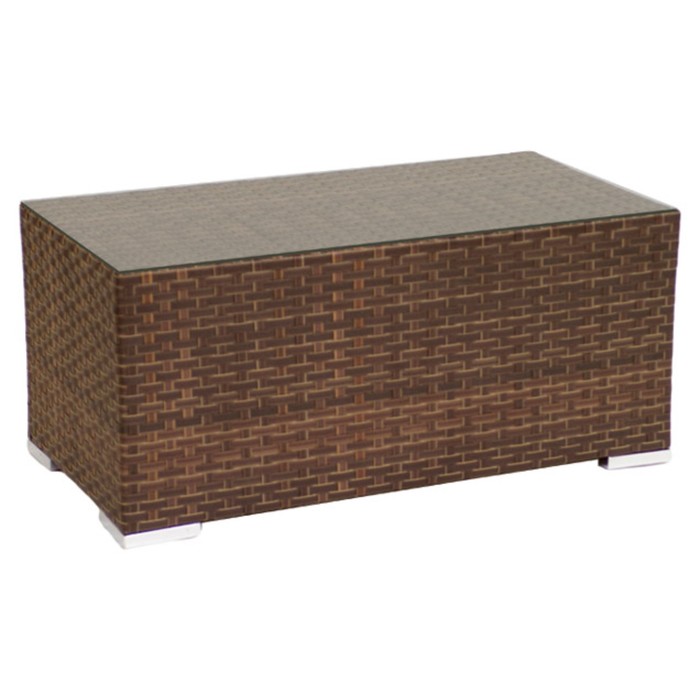 Стол журнальный GRAND, 57 х 110 х 49 см, стекло закаленное 6 мм, плетение 16-19 мм, цвет коричневый