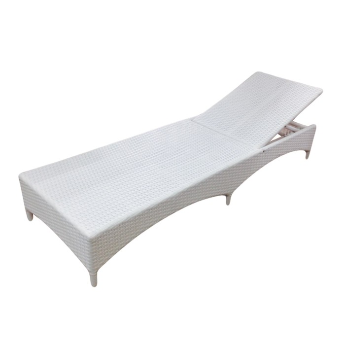 Шезлонг MALTA, 193 х 63 х 32 см, с подушкой, плетение 8-11 мм, 5 положений подголовника, белый