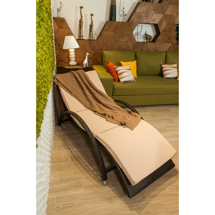 Шезлонг UELS, 170 х 75 х 75 см, с подушкой, плетение 8-11 мм, цвет коричневый