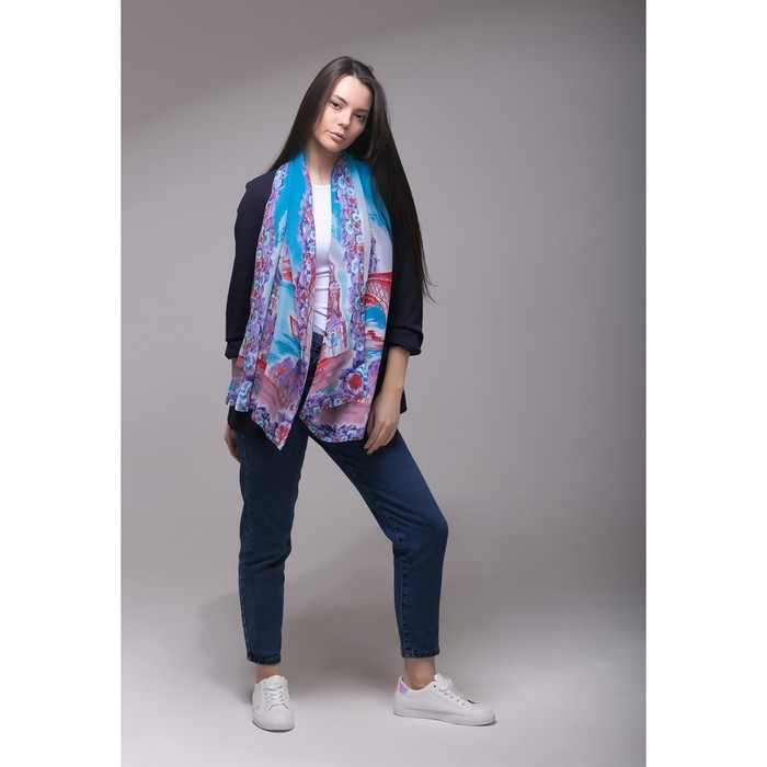 Палантин Этель "Москва", размер 50 х 160 см, цвет голубой