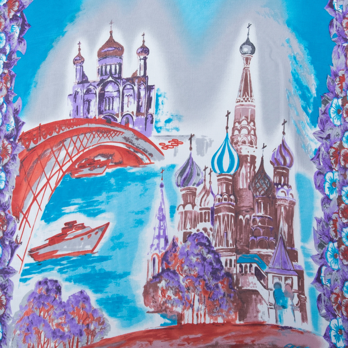 Палантин Этель "Москва", размер 50 х 160 см, цвет голубой