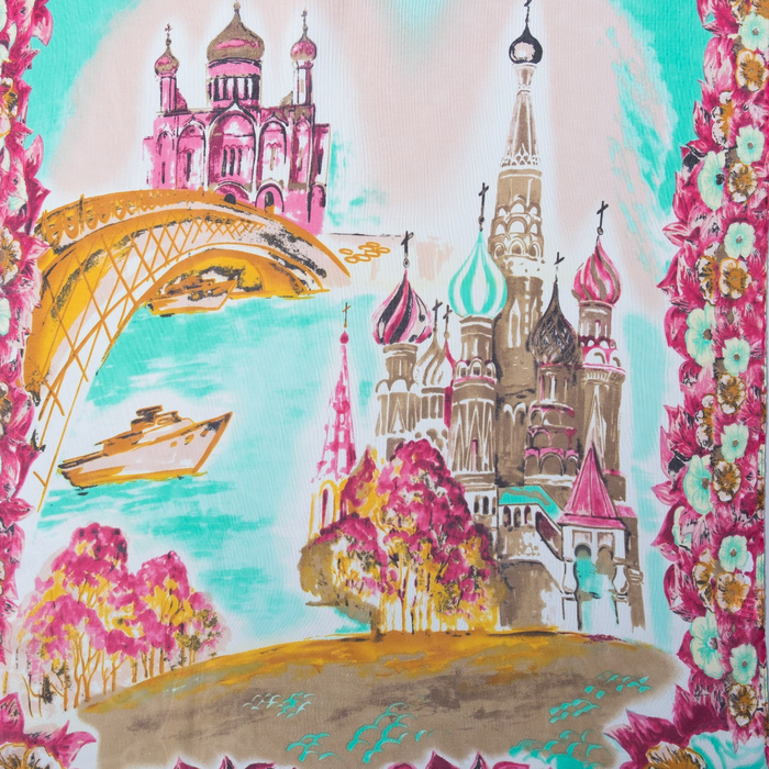 Палантин Этель "Москва", размер 50 х 160 см, цвет бирюзовый